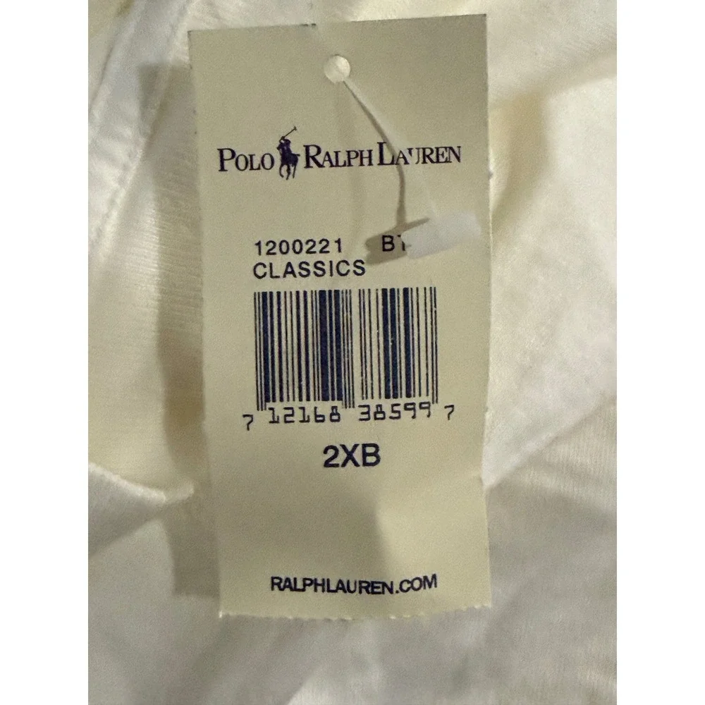 Polo Ralph Lauren T-Shirt Mens 2XB White Classics Big & Tall‎ With Tags